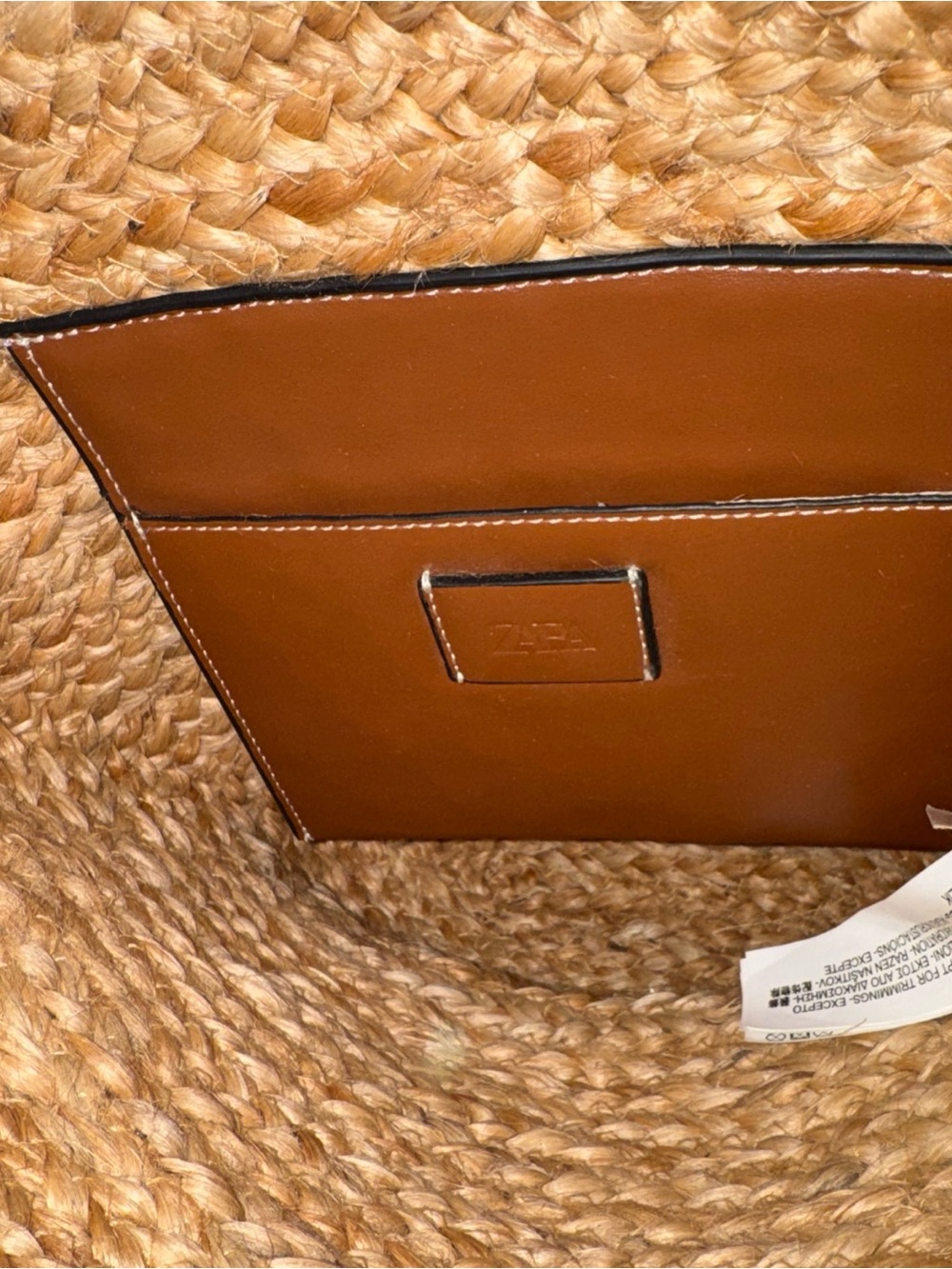 Zara Gold Sequin Straw Tote with Brown Handles - Picture 8 of 11